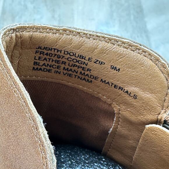 Frye Judith Double Zip Heel Block Ankle Booties US 9 M Womens Brown Leather New - Picture 7 of 16